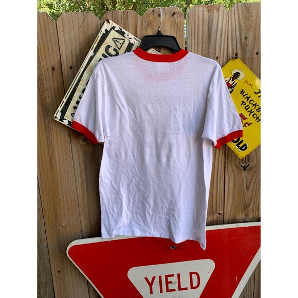 70s-80s Peninsula Oilers Baseball autographed - white and red cotton tee size L - Picture 6 of 8